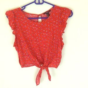 Fun red floral crop top